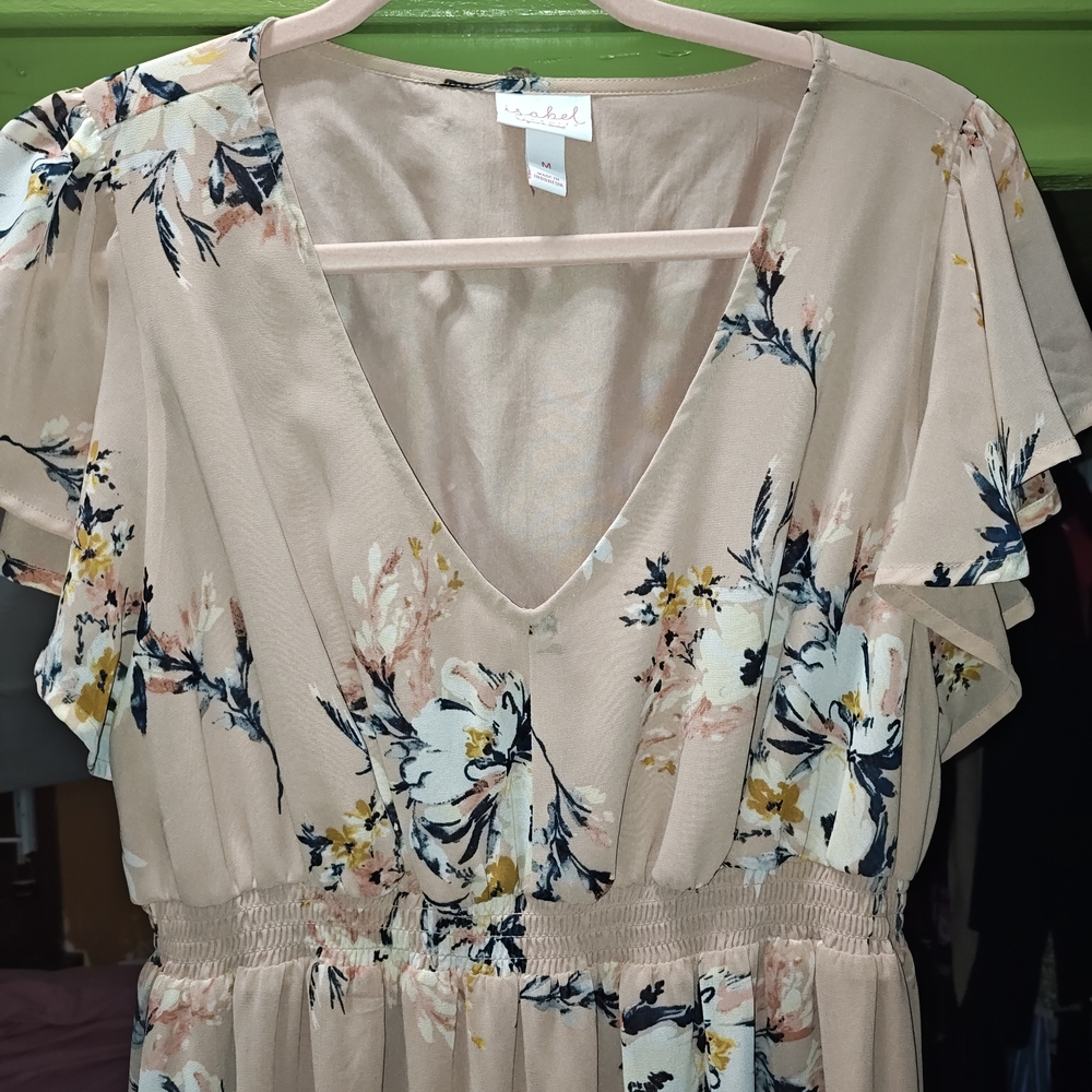 Floral V-Neck Maternity Dress in Cream by Isabel